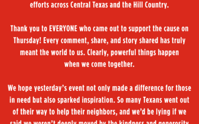 Together, We Raised $150K for Central Texas Flood Relief